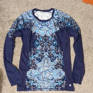 Athleta Women's Medium Tall: Navy Blue Base Layer with Design Print